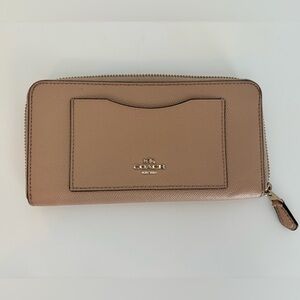 Coach Beige Leather Zip Wallet